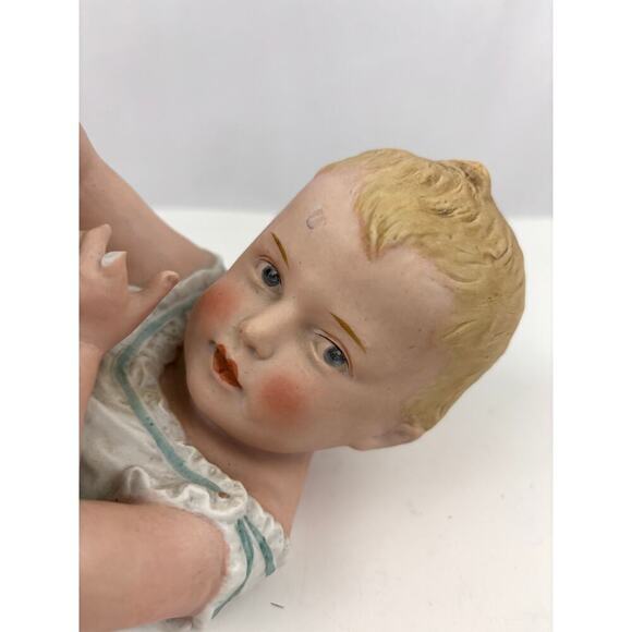 Antique Gebruder Heubach Bisque Piano Baby on Back Germany 9.5" Long - Picture 2 of 16